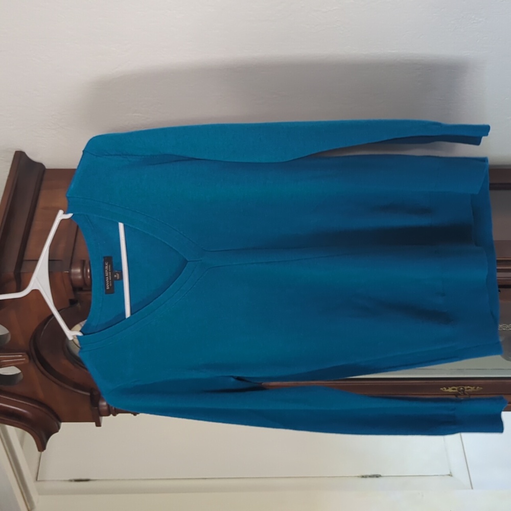 Merino Wool, Banana Republic Knit Sweater Blue V Neck Size S